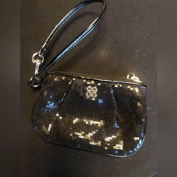 Sequin Cinch Bucket Bag Black Small Purse & Coach Wristlet in Great Condition - Picture 5 of 15